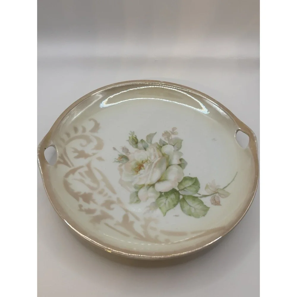 Lot of 3 Vintage Plates Made In Germany Floral Design Gold Trim Antique Flowers